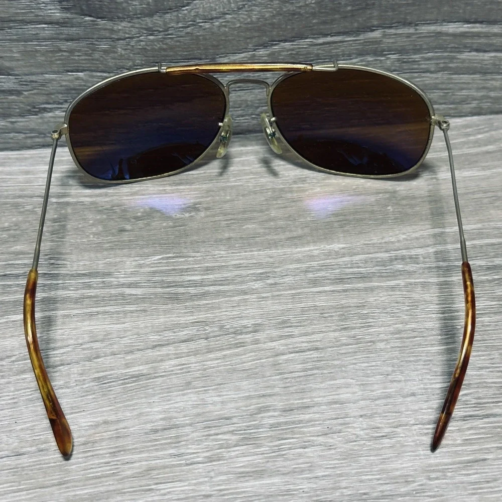 Sunglasses Mens Silver‎ Yellow Aviator Tortoise Top Bar Gradient Lens Metal